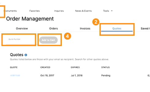 MyIllumina order management screen