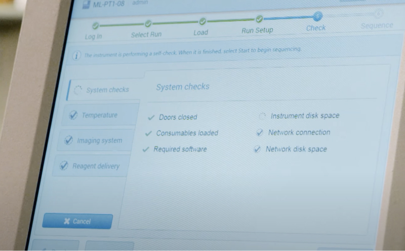 view of intuitive software onboard MiniSeq sequencing system